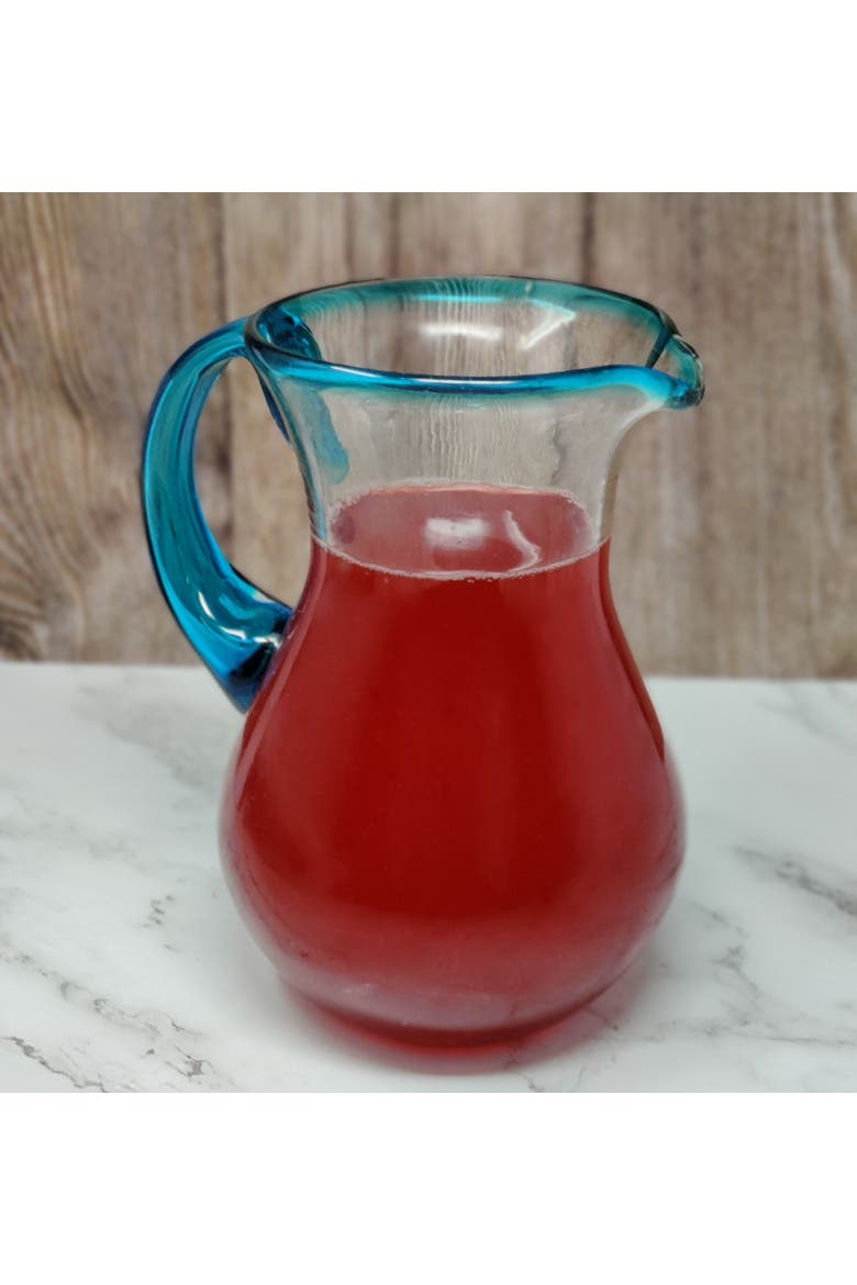 Rim & Handle Glass Pitcher, Alternate, color, Aqua