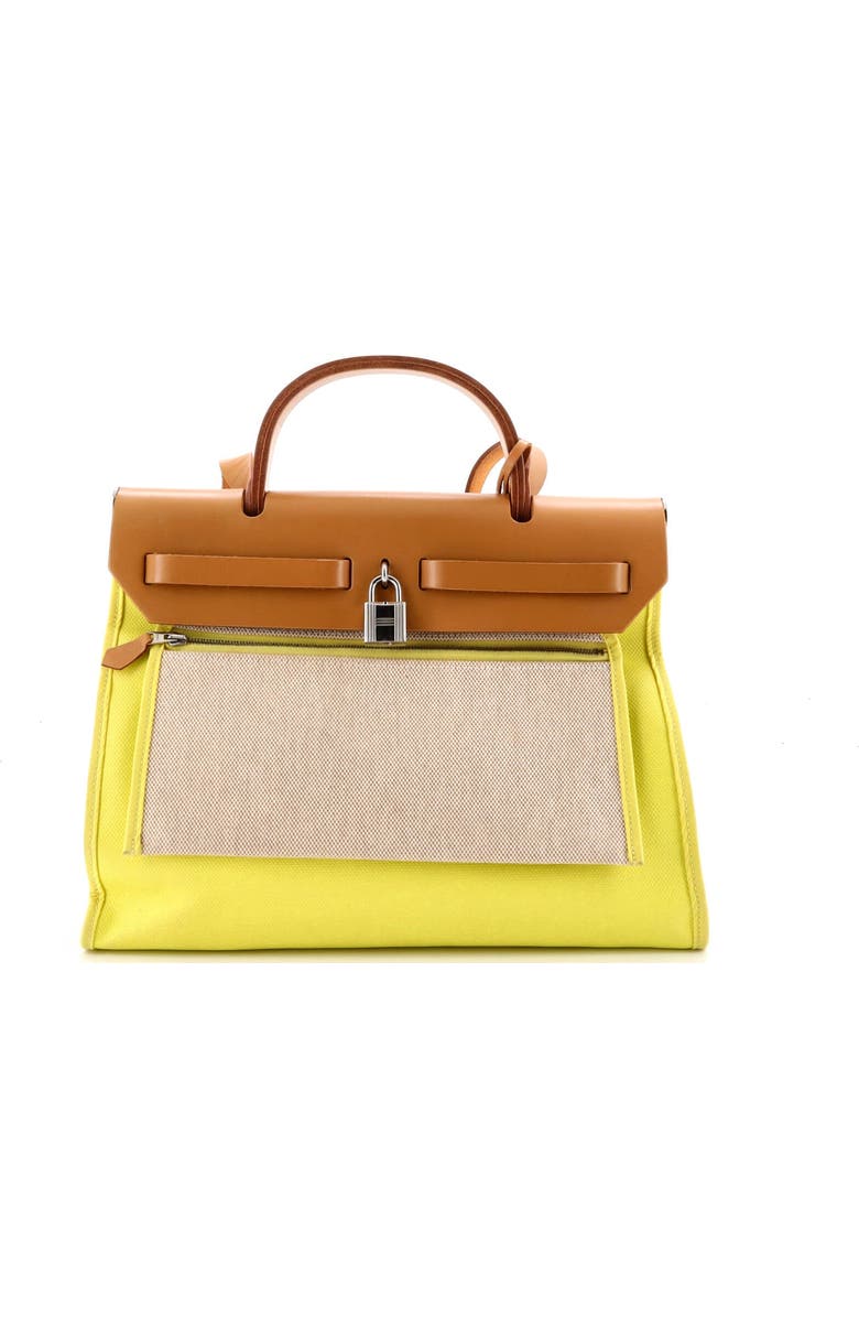 Pre-Owned Hermes Herbag Zip Berline Vache Canvas and Leather 31, Alternate, color, Jaune Citron