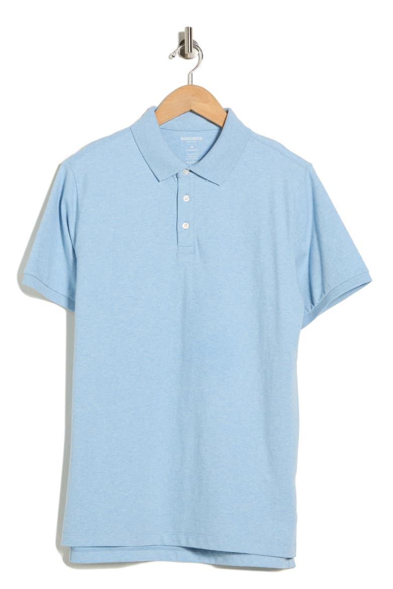 Slim Stretch Cotton Polo, Alternate, color, LIGHT BLUE HEATHER