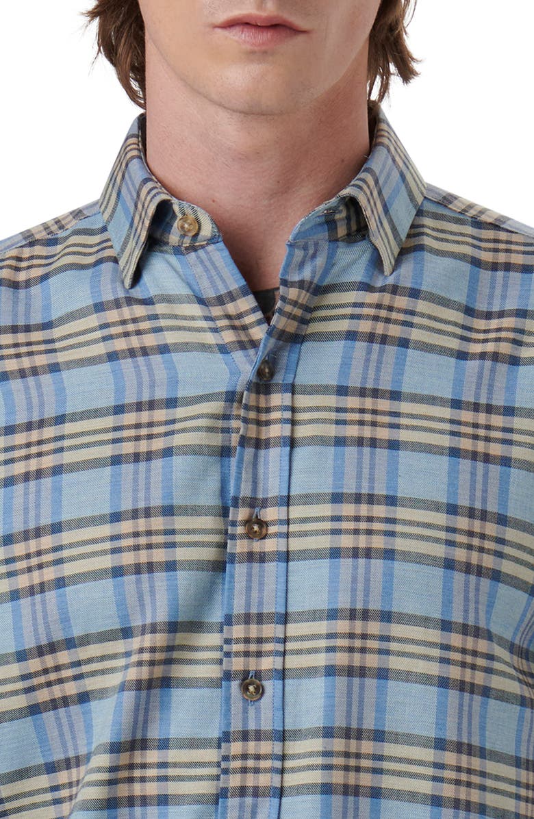Bugatchi Karl Shaped Fit Plaid Cotton & Cashmere Button-Up Shirt, Alternate, color, 