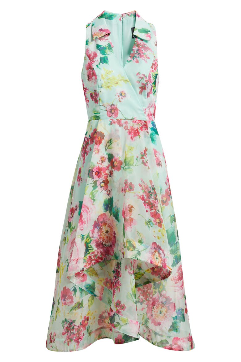 Floral High-Low Cocktail Dress, Alternate, color, MINT MULTI