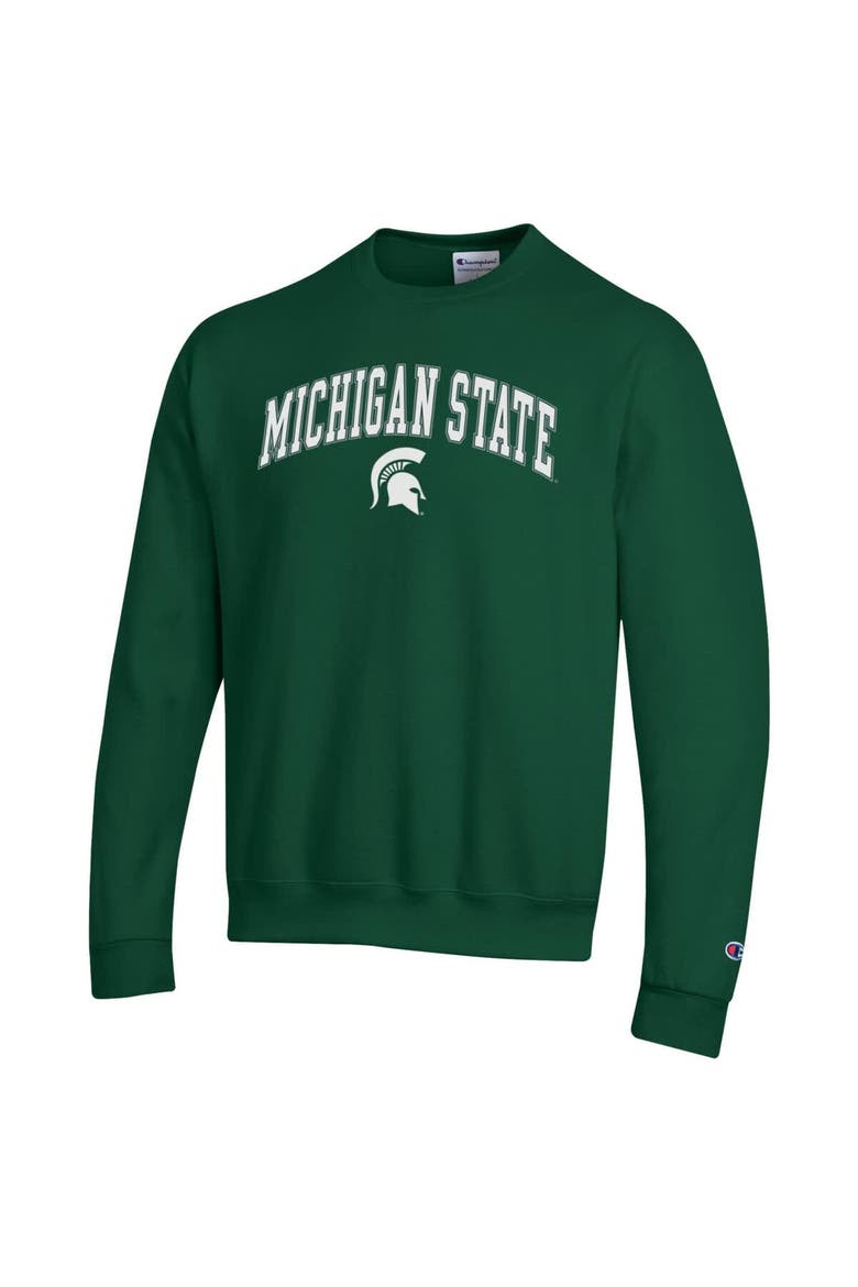 Men's Champion  Green Michigan State Spartans Arch Over Logo Pullover Sweatshirt, Alternate, color, Green