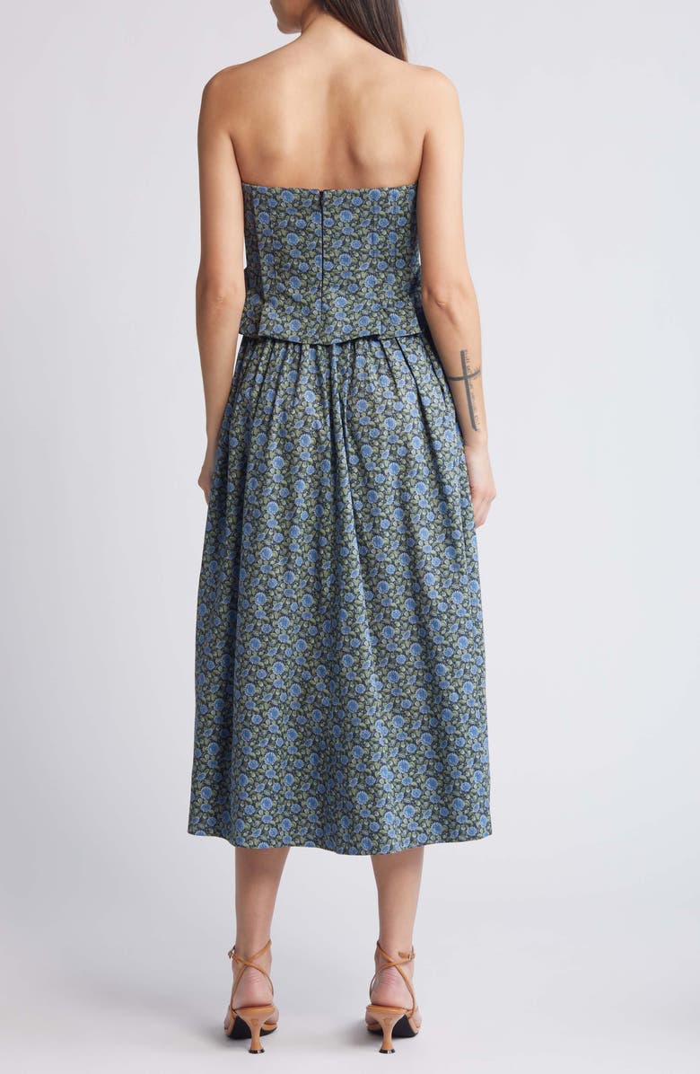 NACKIYÈ Floral Ditsy Pintuck Peplum Strapless Midi Dress, Alternate, color,