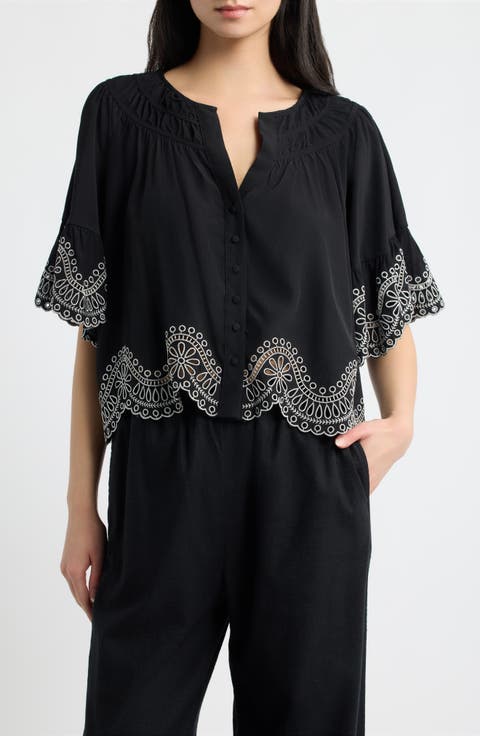 Isaly Embroidered Eyelet Blouse