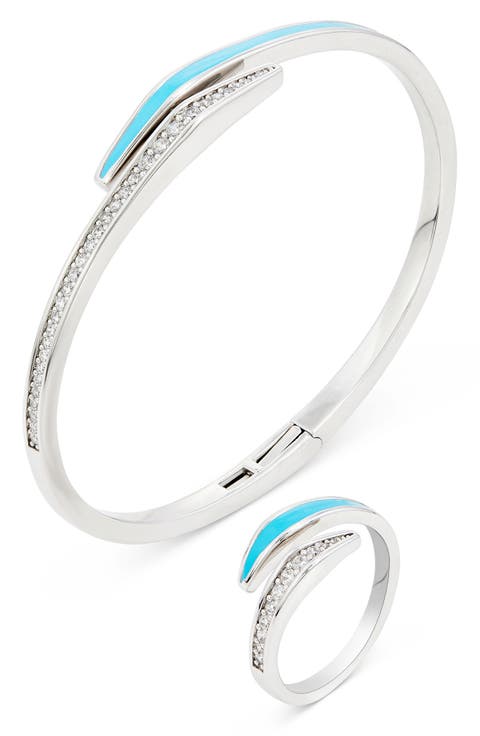 Enamel & Cubic Zirconia Bangle & Ring Set