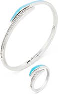 SAVVY CIE JEWELS Enamel & Cubic Zirconia Bangle & Ring Set