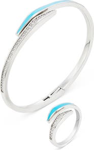 SAVVY CIE JEWELS Enamel & Cubic Zirconia Bangle & Ring Set