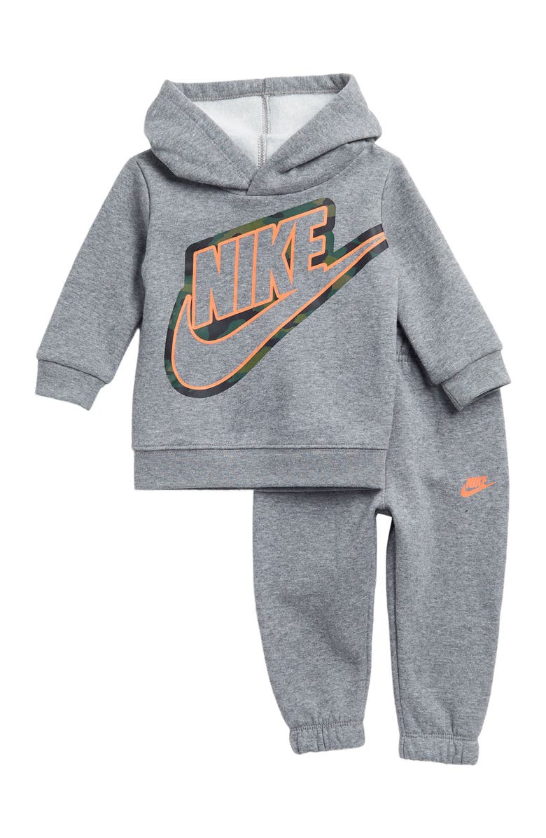 Nike Futura Camo Fleece Hoodie & Joggers Set, Main, color, Carbon Heather