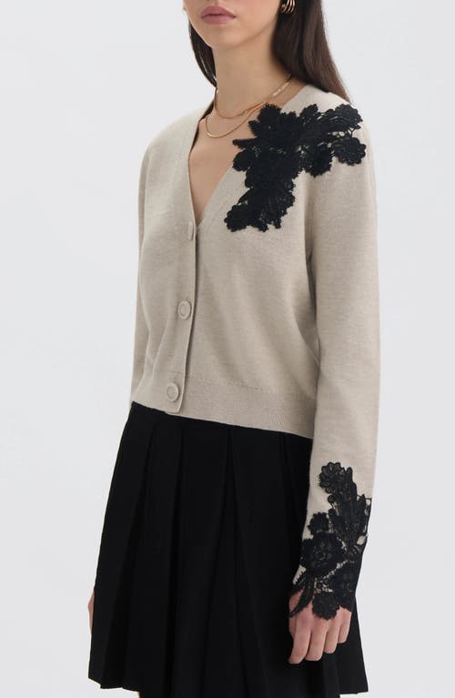 Nvlt Women's Button Front Cardigan With Lace In Gray