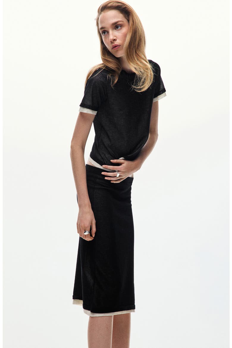 Colorblock Knit Midi Skirt, Alternate, color, BLACK