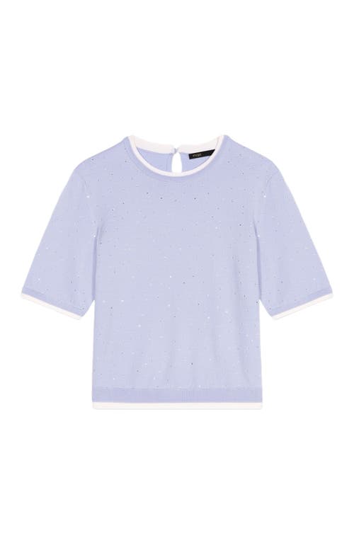 Maje Wool Short Sleeve Sweater In Blue
