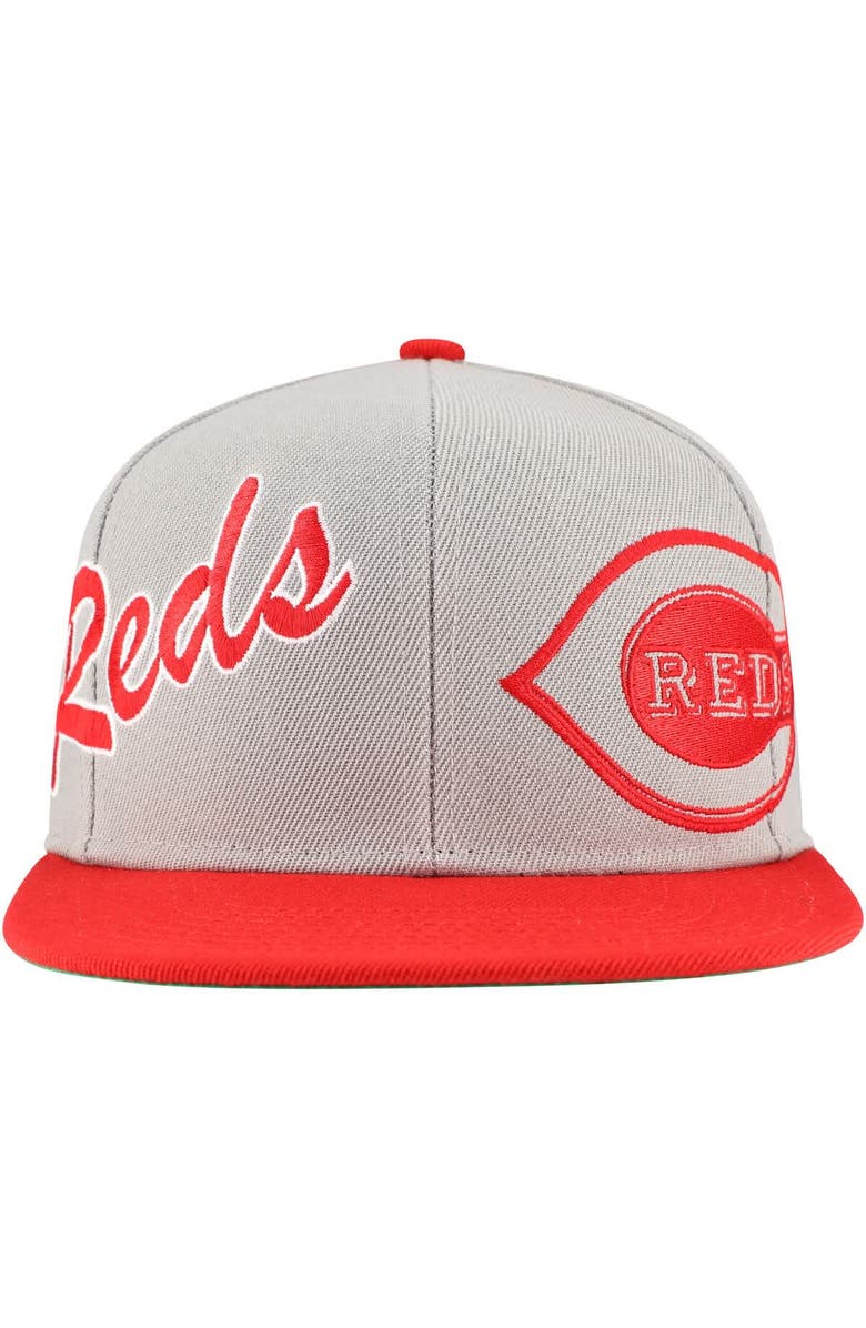 Mitchell & Ness Men's Mitchell & Ness Gray Cincinnati Reds Knock Out Panel Snapback Hat, Alternate, color, Gray