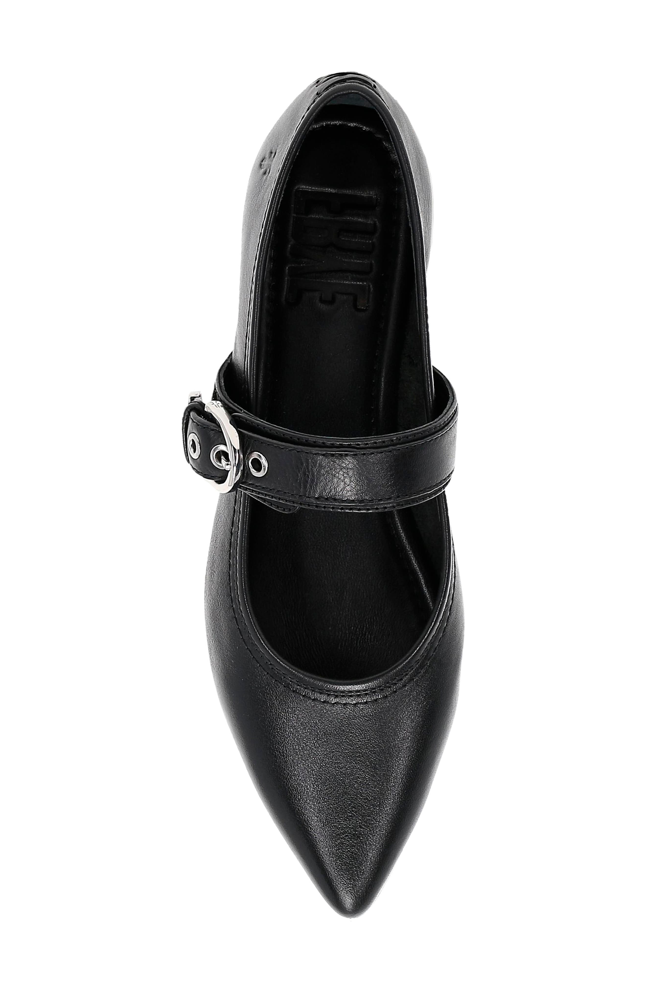 Frye Heather Pointed Toe Mary Jane Flat, Alternate, color, Black