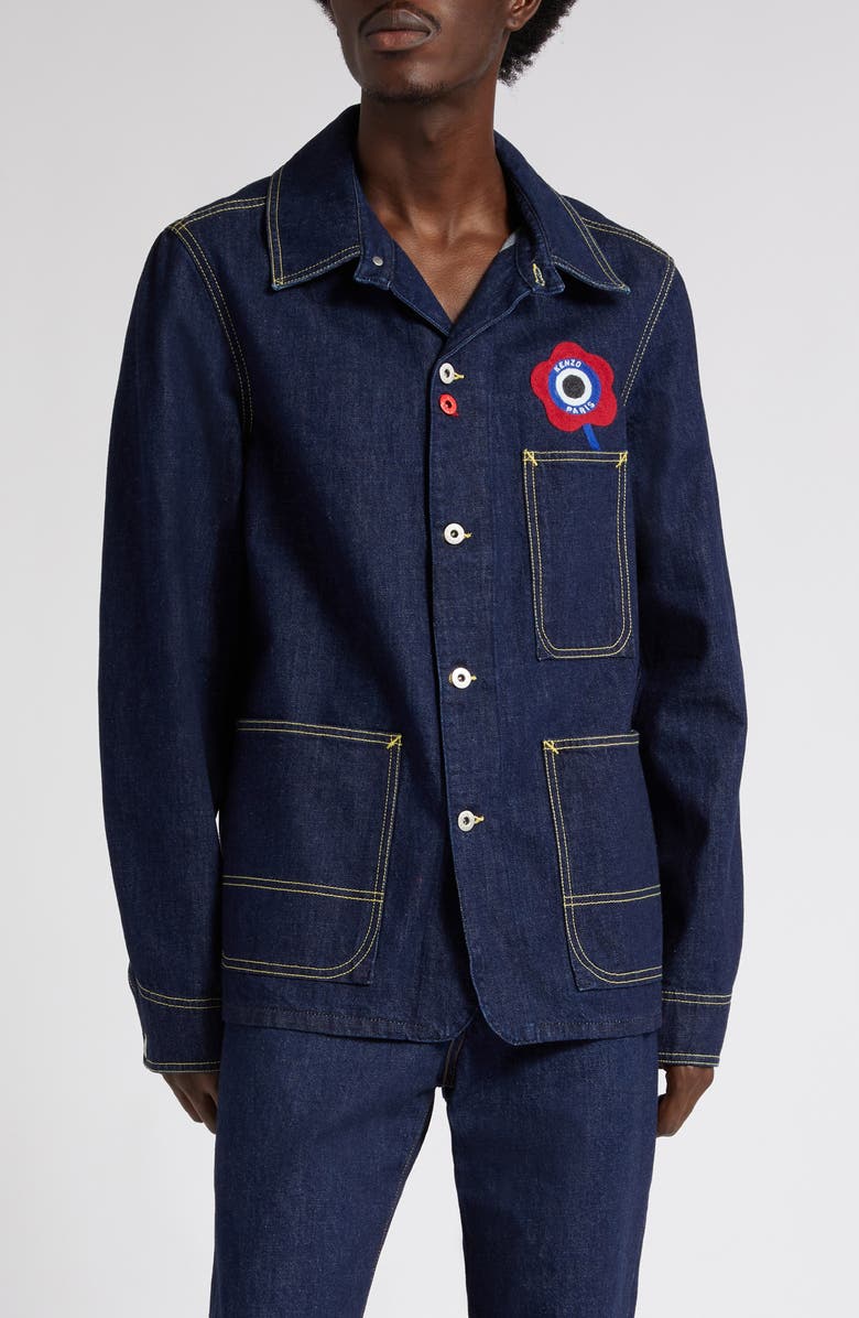 KENZO Target Logo Denim Workwear Jacket, Main, color, 