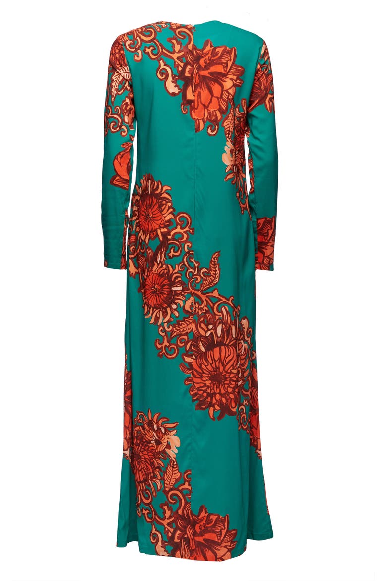 Long Sleeve Swing Dress Anemone Ghirlanda Green, Alternate, color, Anemone Ghirlanda Green