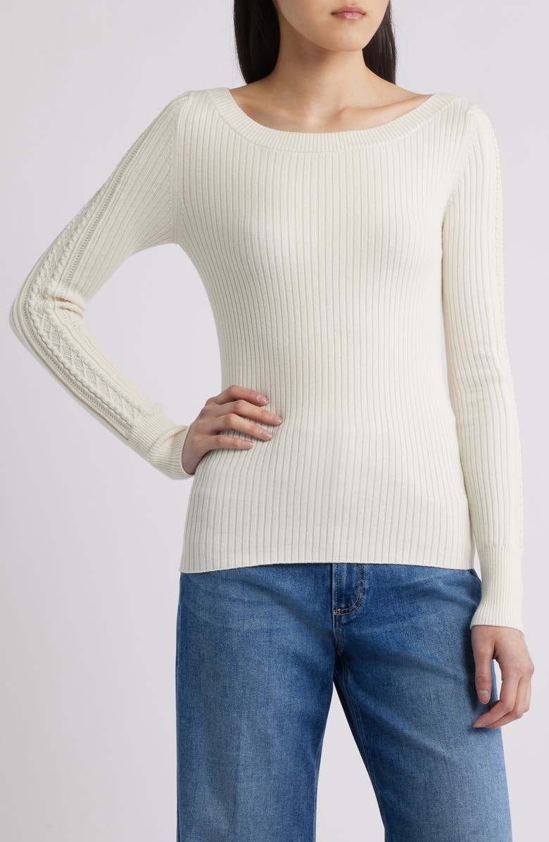 PAIGE Rhyse Rib Sweater, Main, color, Ivory