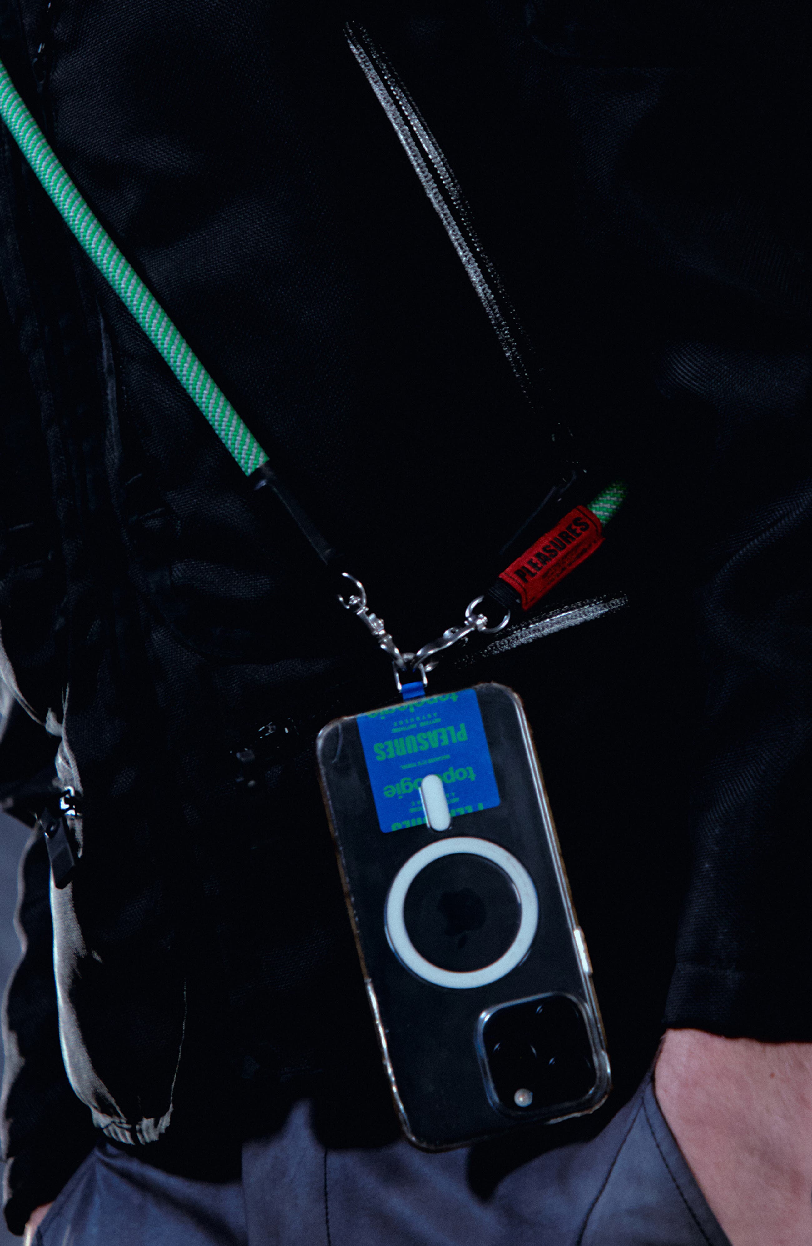 PLEASURES x Topologie Phone Strap, Alternate, color, Blue / Green