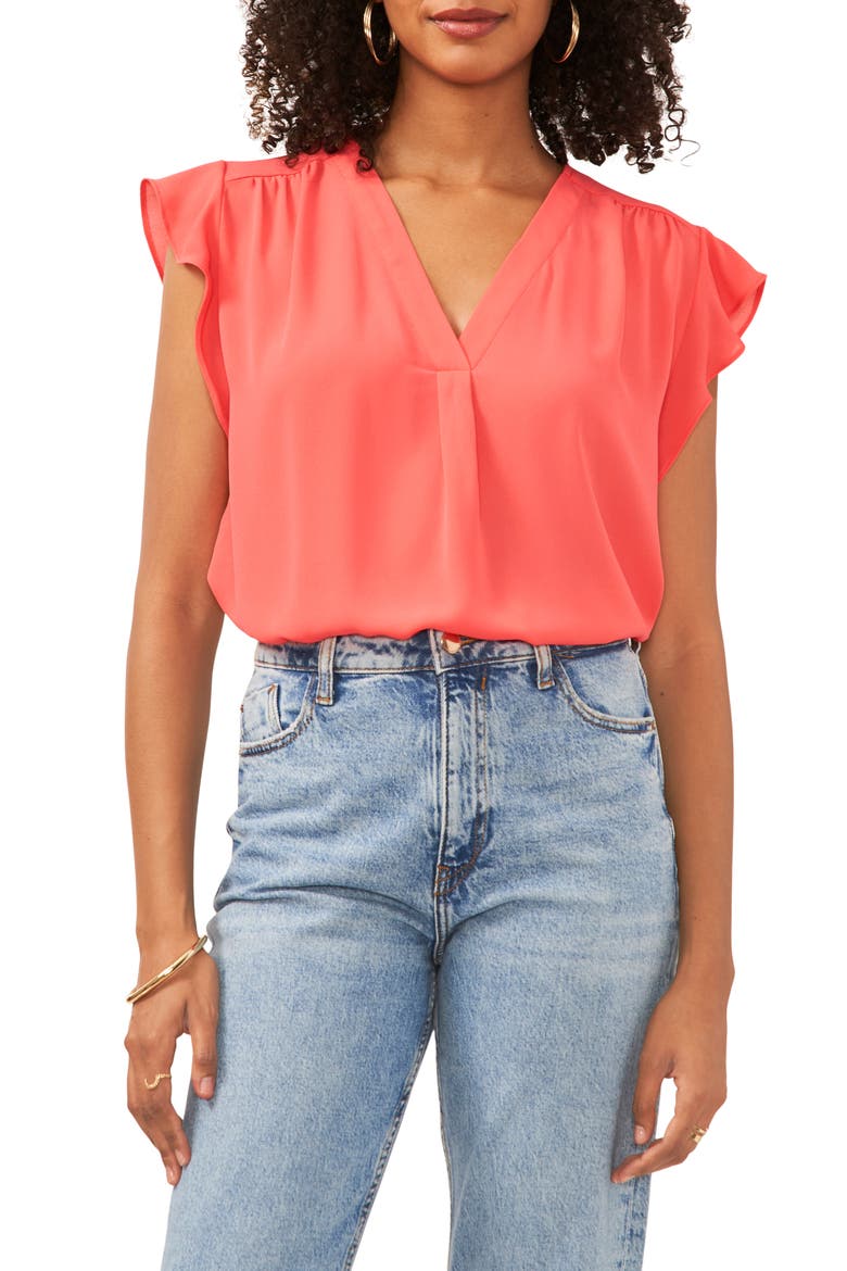 Flutter Sleeve Top, Main, color, PINK ALLURE