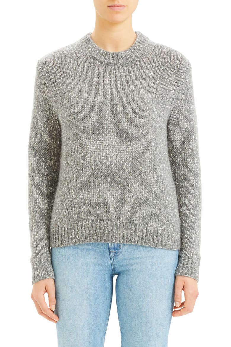 Speckled Tweed Cotton, Wool & Alpaca Sweater, Main, color, MEDIUM HEATHER GREY