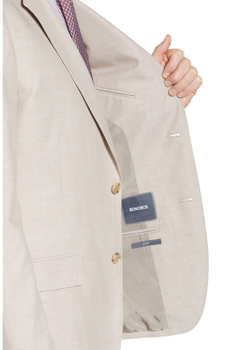 Slim Fit Chambray Cotton Blazer, Alternate, color, SAND CHAMBRAY