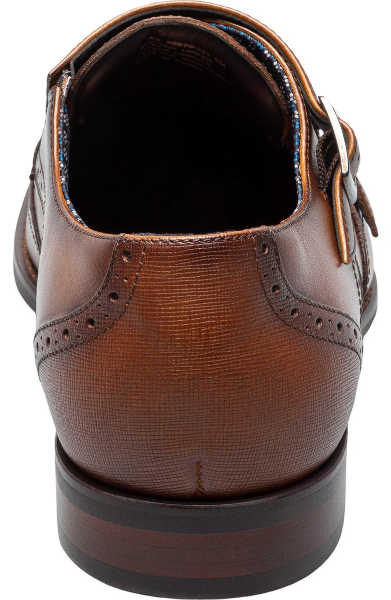 Stacy Adams Karson Wingtip Double Monk Strap Shoe, Alternate, color, Cognac