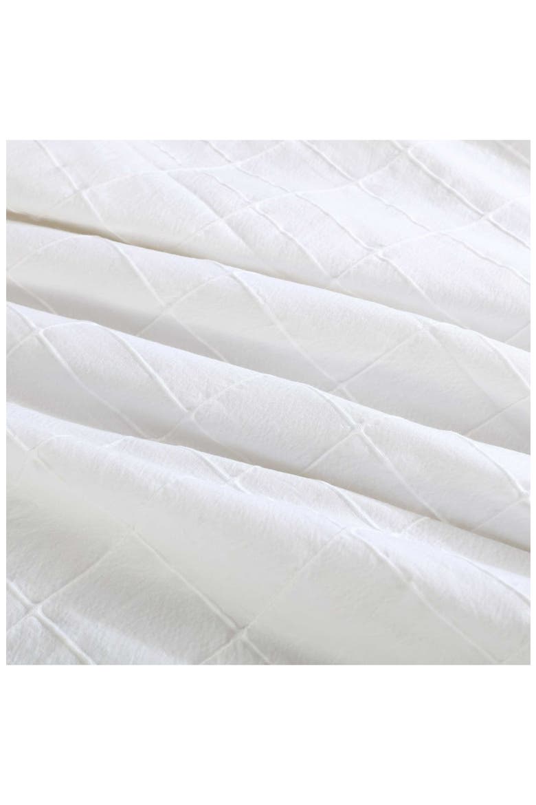 Puckered Grid Duvet Cover & Shams Set, Alternate, color, WHITE