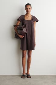 COS Fluted-sleeve Cotton Mini Dress