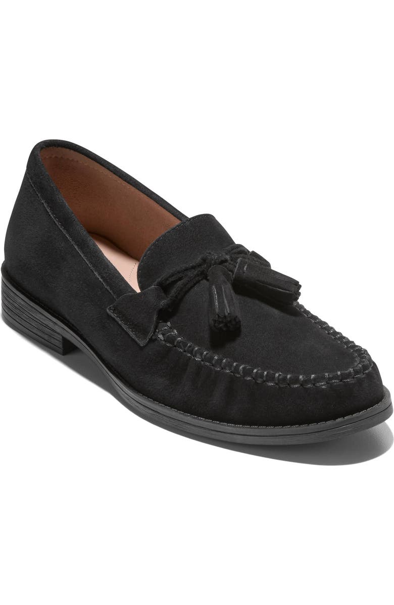 Cole Haan Stassi Tassel Loafer, Main, color, Black Suede