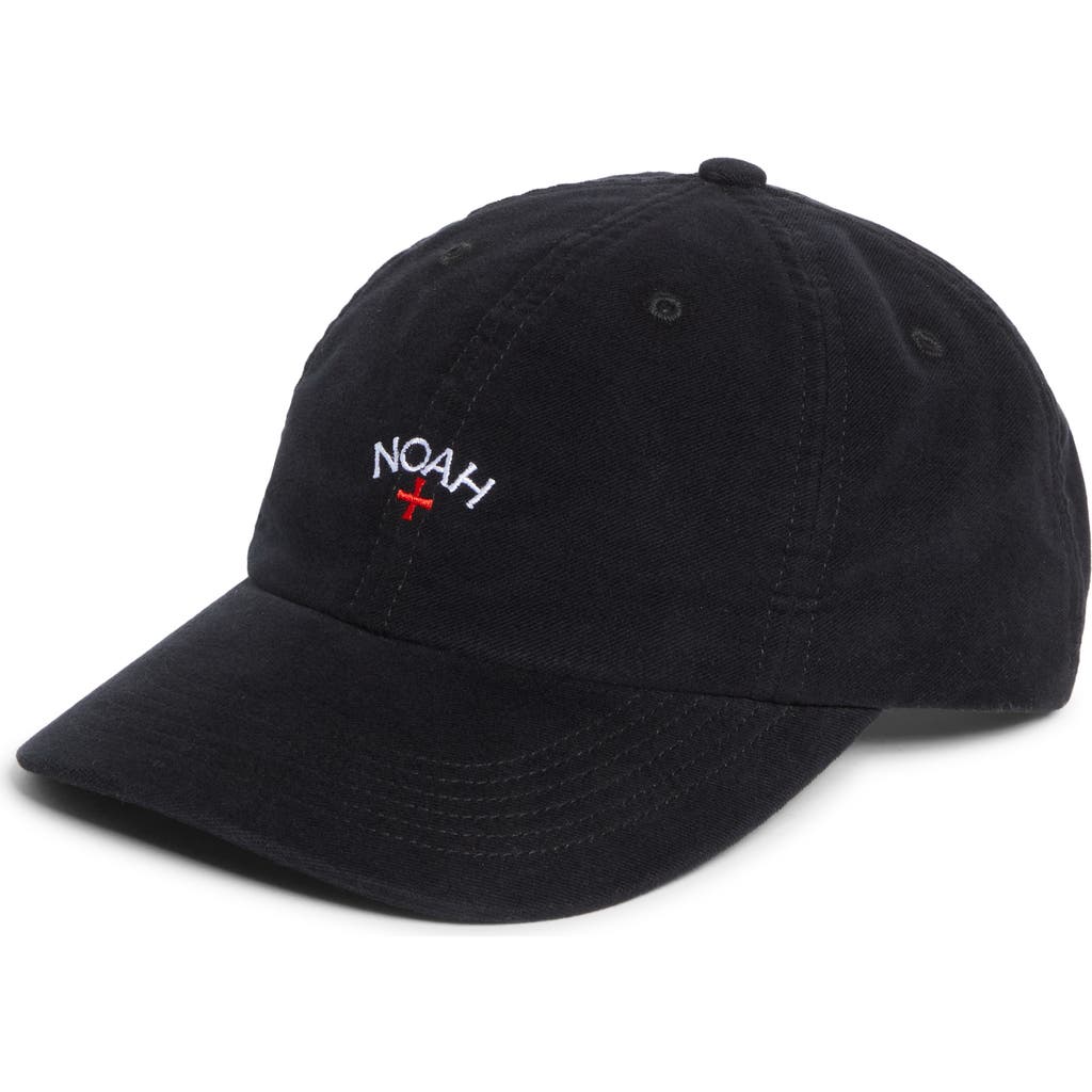 Noah Logo Embroidered Cotton Moleskin 6-panel Adjustable Baseball Cap In Black