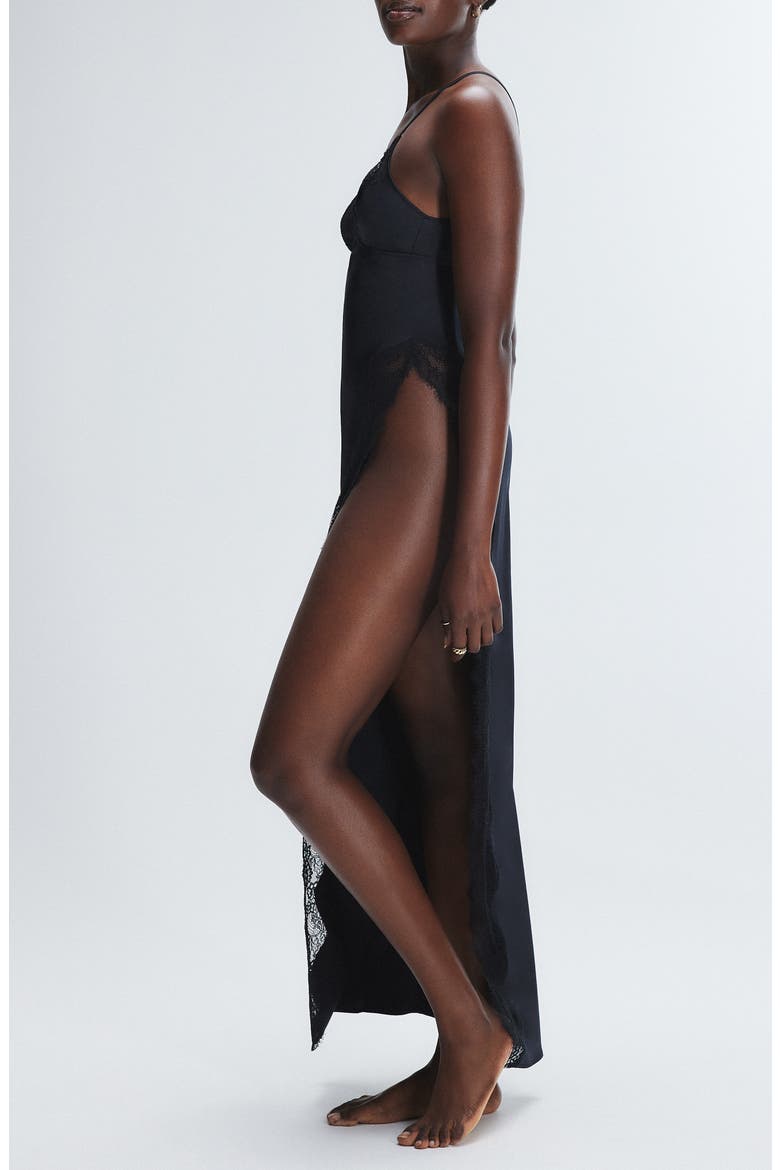 Nite Shade Maxi Slip Chemise, Alternate, color, BLACK CAVIAR