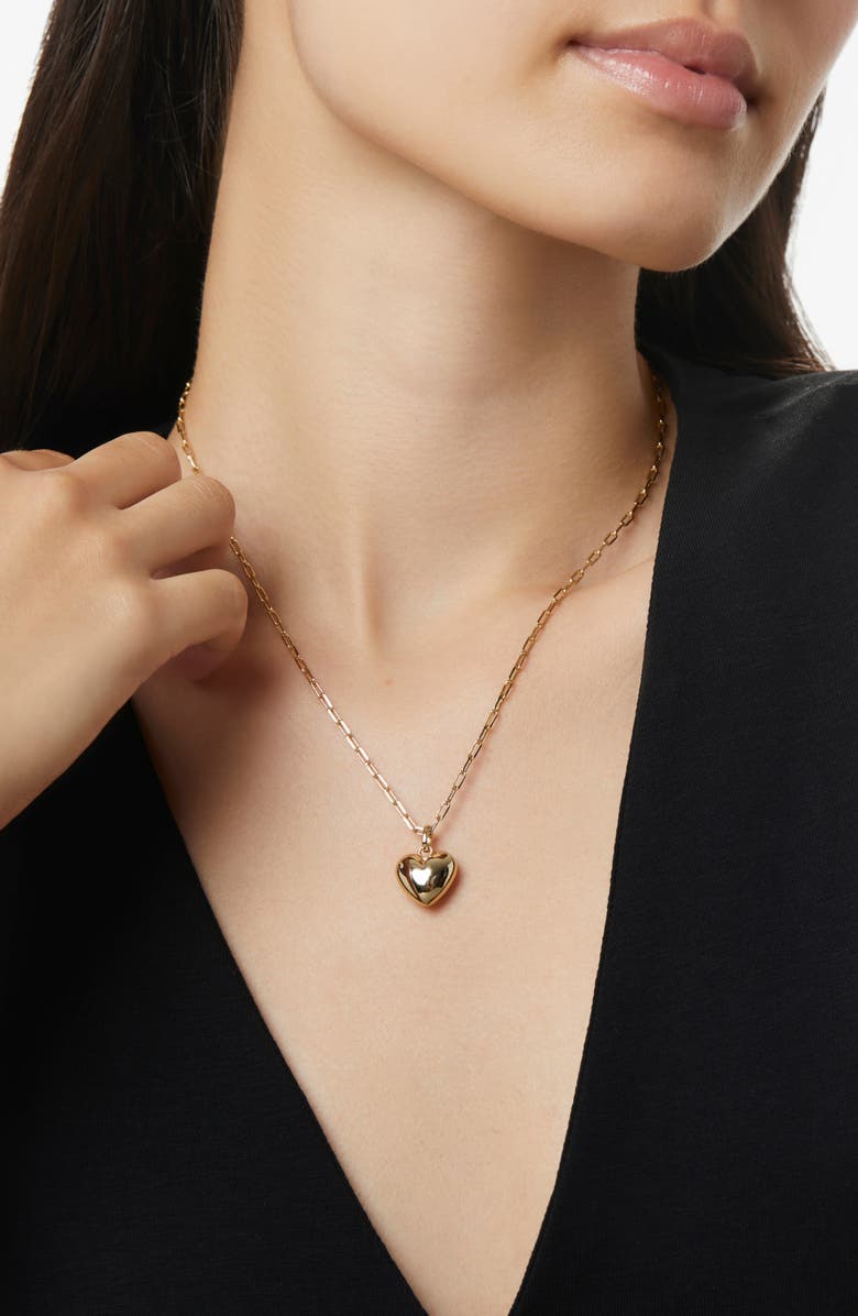 Ana Luisa Lev Puffy Heart Pendant Necklace, Alternate, color, Gold