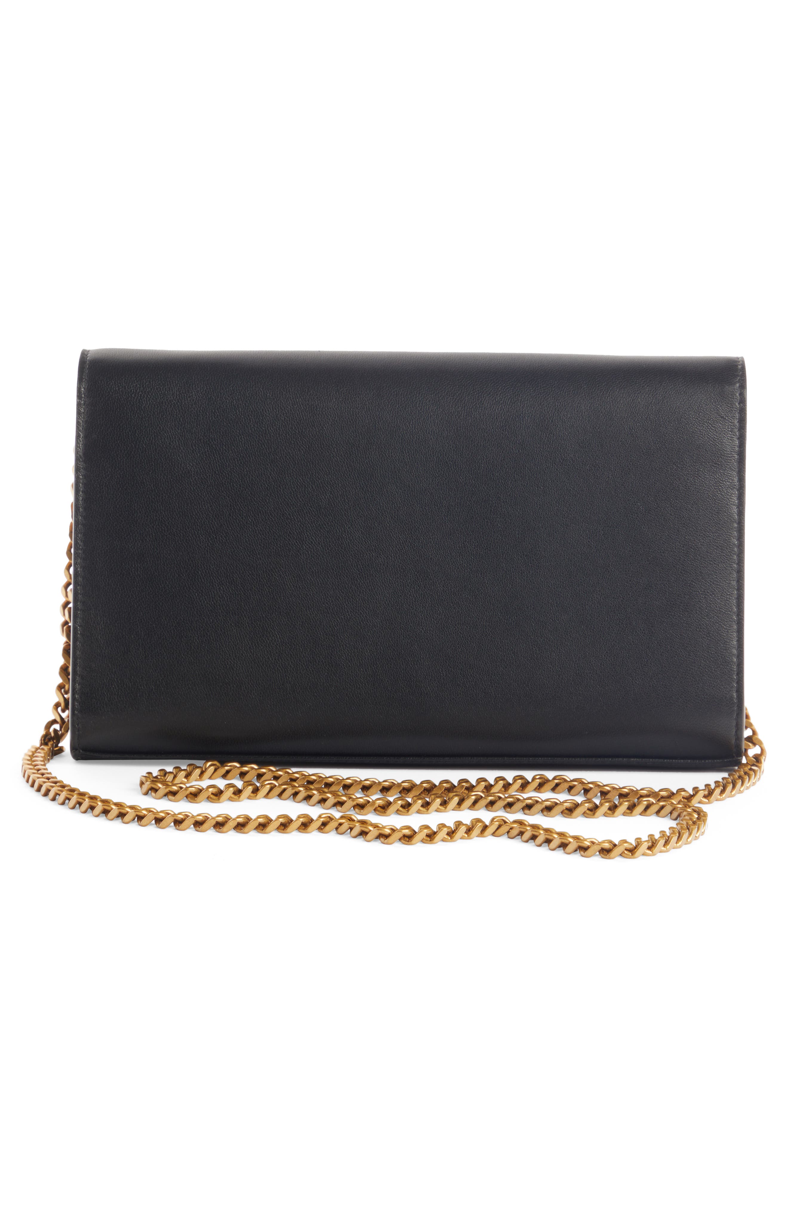 Kate Leather Wallet on a Chain, Alternate, color, NERO/ TRIGALVA