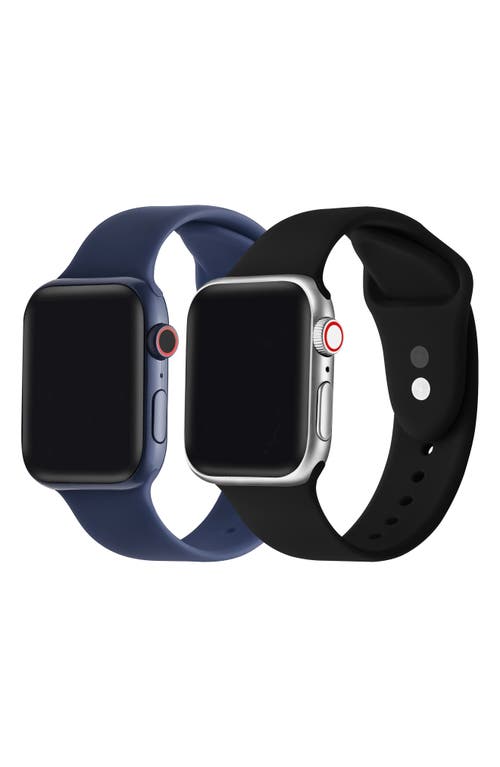 The Posh Tech Assorted 2-Pack Silicone Apple Watch® Watchbands in Black/Navy  product