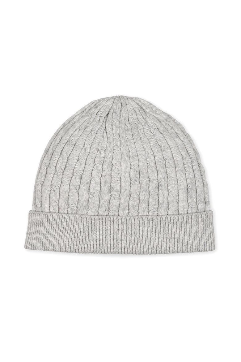 Organic Sweater Beanie and Bootie 2-Piece Set, Alternate, color, Light Gray Heather Cable