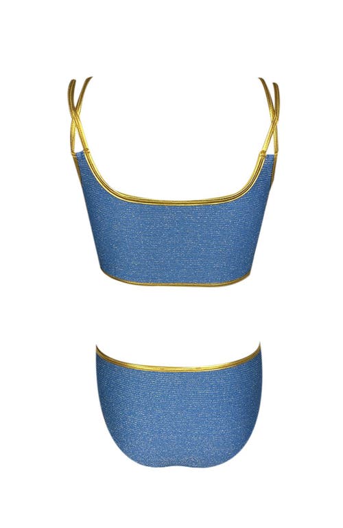 Nessi Byrd Kids' Cross Straps Blue Two-piece Swimsuit