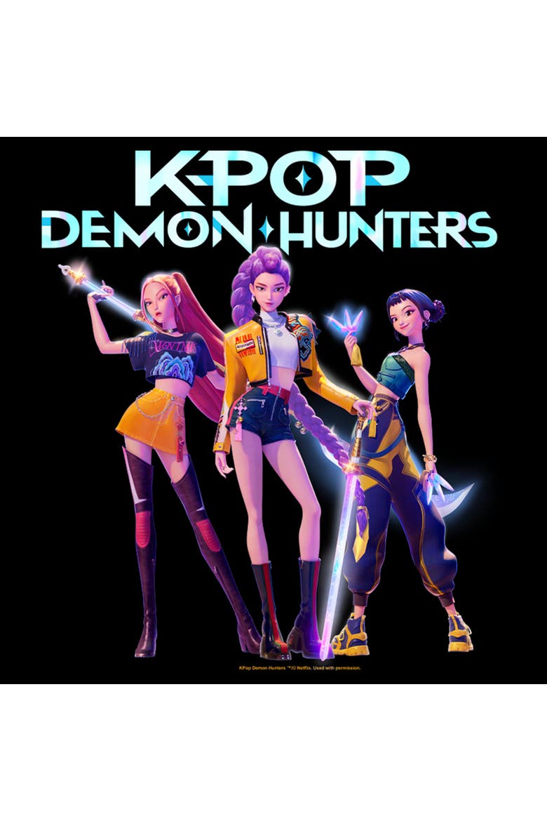 Junior's KPop Demon Hunters Huntrix Girls Logo  Sweatshirt, Alternate, color, Black: Girls Logo