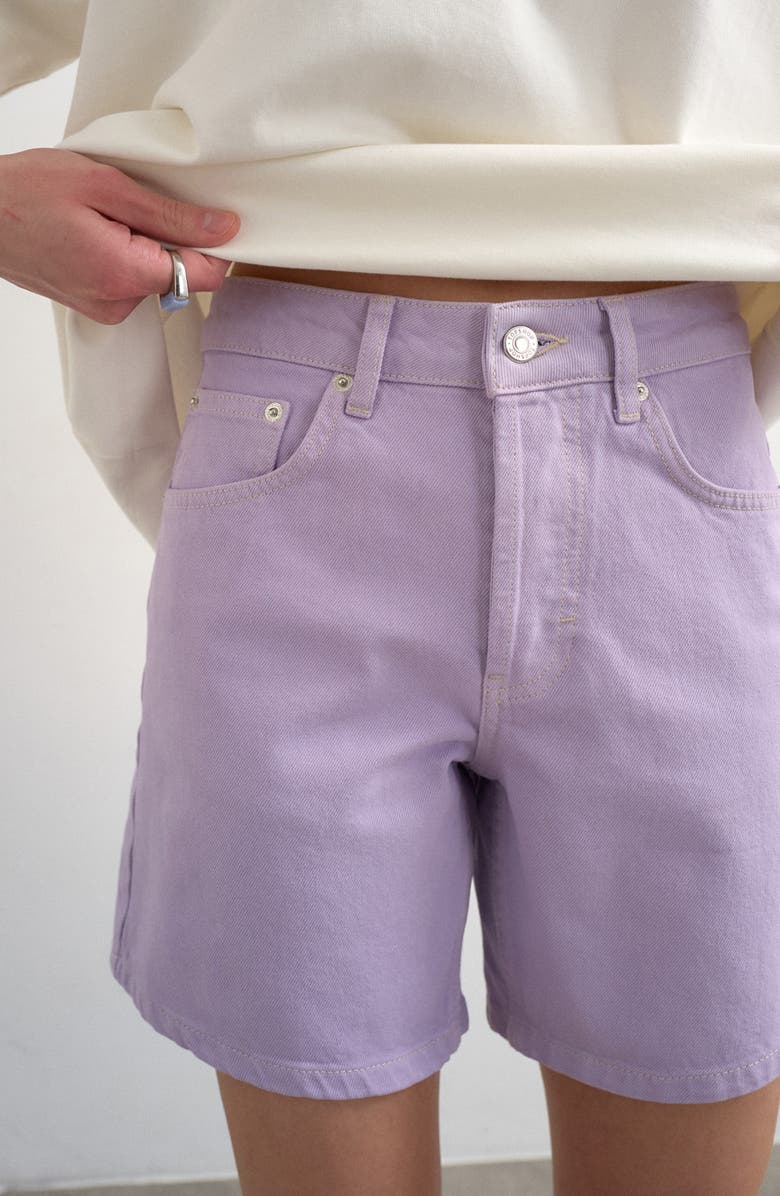 Topshop Editor High Rise Denim Shorts, Alternate, color, Lilac