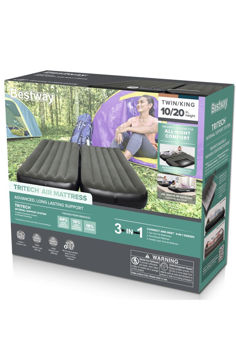 Bestway 3 In 1 Air Mattress 10 Inch Twin/King, Alternate, color,