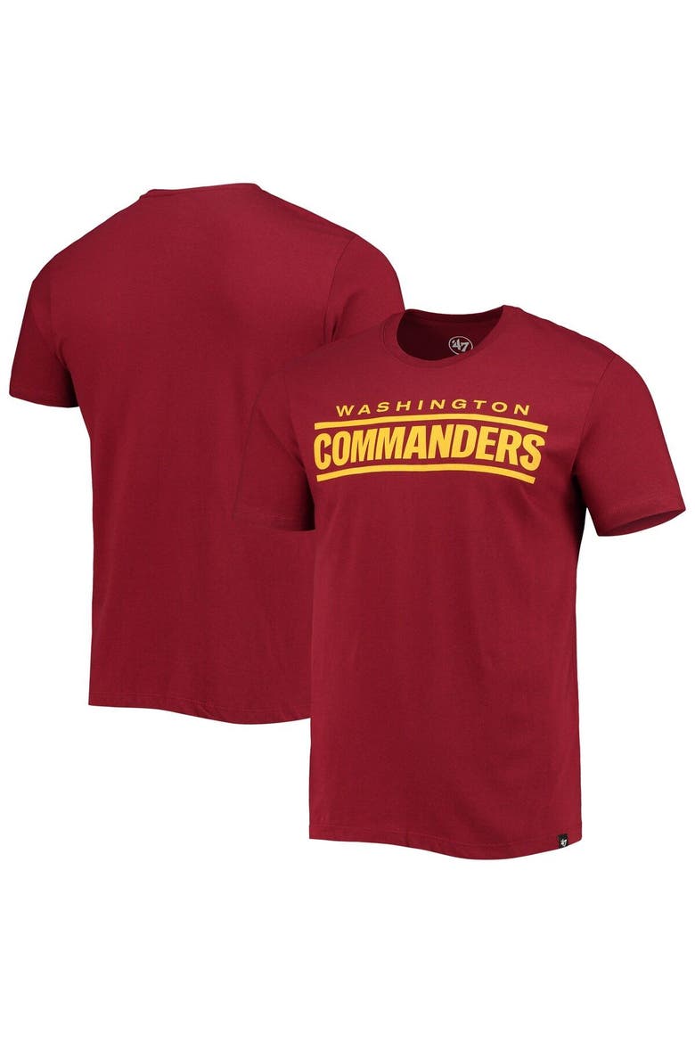 Men's '47 Burgundy Washington Commanders Wordmark Imprint Super Rival T-Shirt, Main, color, Burgundy