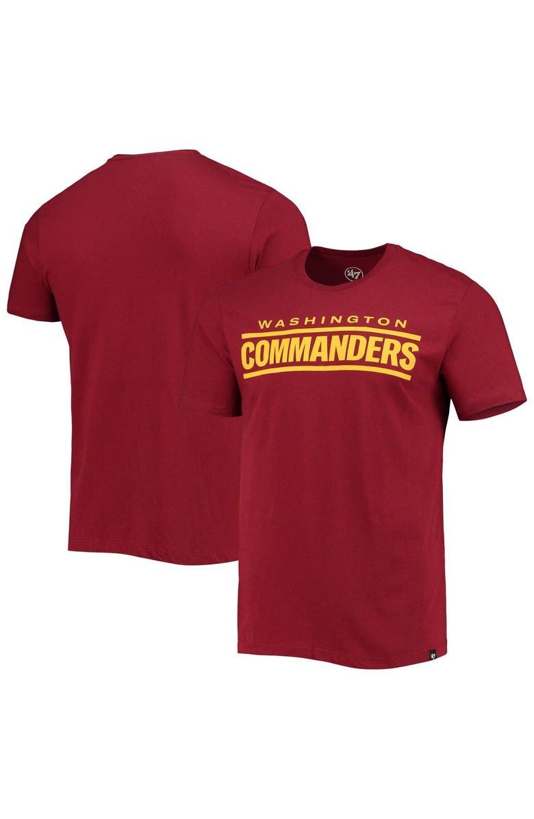 '47 Men's '47 Burgundy Washington Commanders Wordmark Imprint Super Rival T-Shirt, Main, color, Burgundy