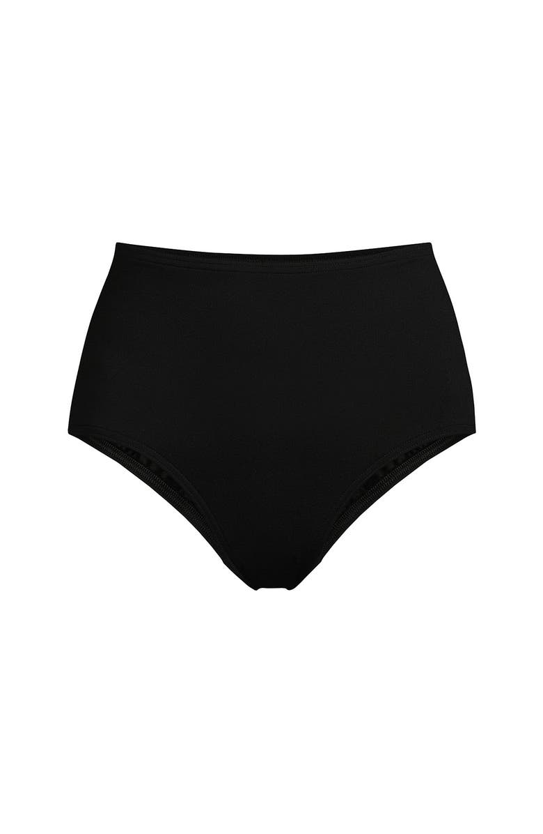 Lands' End Sculpting Suit Chlorine Resistant Targeted Control Retro High Waisted Bikini Swim Bottoms, Alternate, color, Black