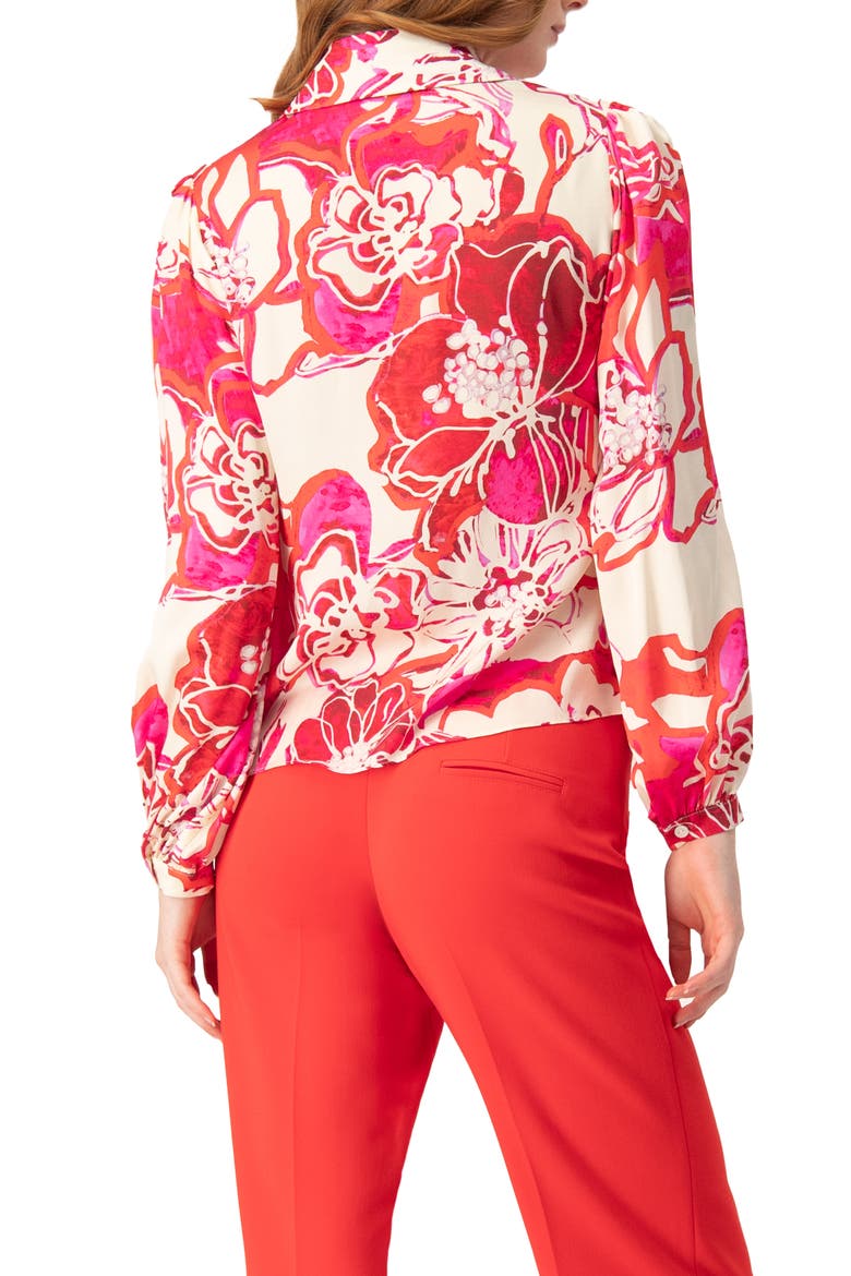 Floral Print Long Sleeve Blouse, Alternate, color, Fuchsia