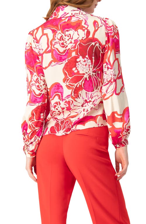 Ivonne Floral Print Long Sleeve Blouse In Red