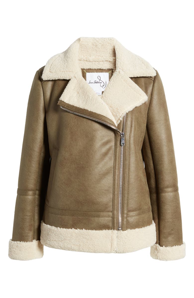 Sam Edelman Faux Leather & Faux Shearling Moto Jacket, Main, color,