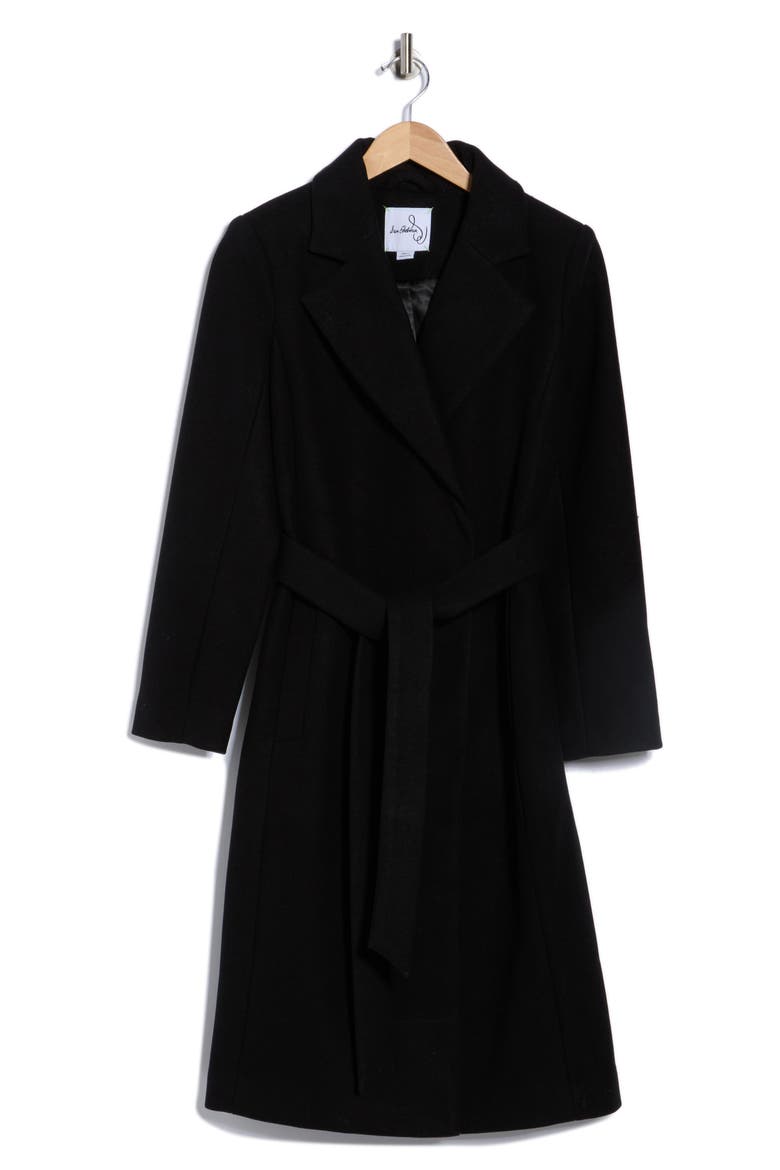 Belted Wrap Coat, Alternate, color, BLACK