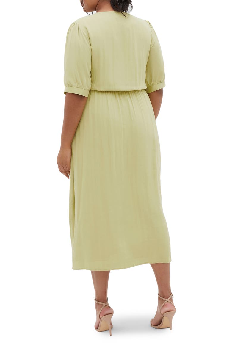 Charli Button-Up Midi Dress, Alternate, color, LIGHT KHAKI