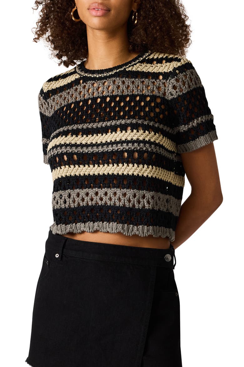 Wila Striped Open Knit Crop Sweater, Main, color, MULTI
