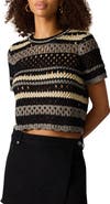Steve Madden Wila Striped Open Knit Crop Sweater