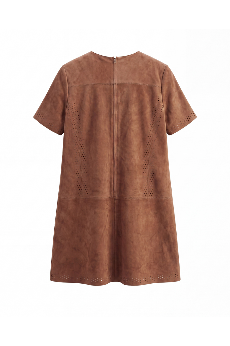 Madison Genuine Suede Mini Dress, Alternate, color, Chestnut