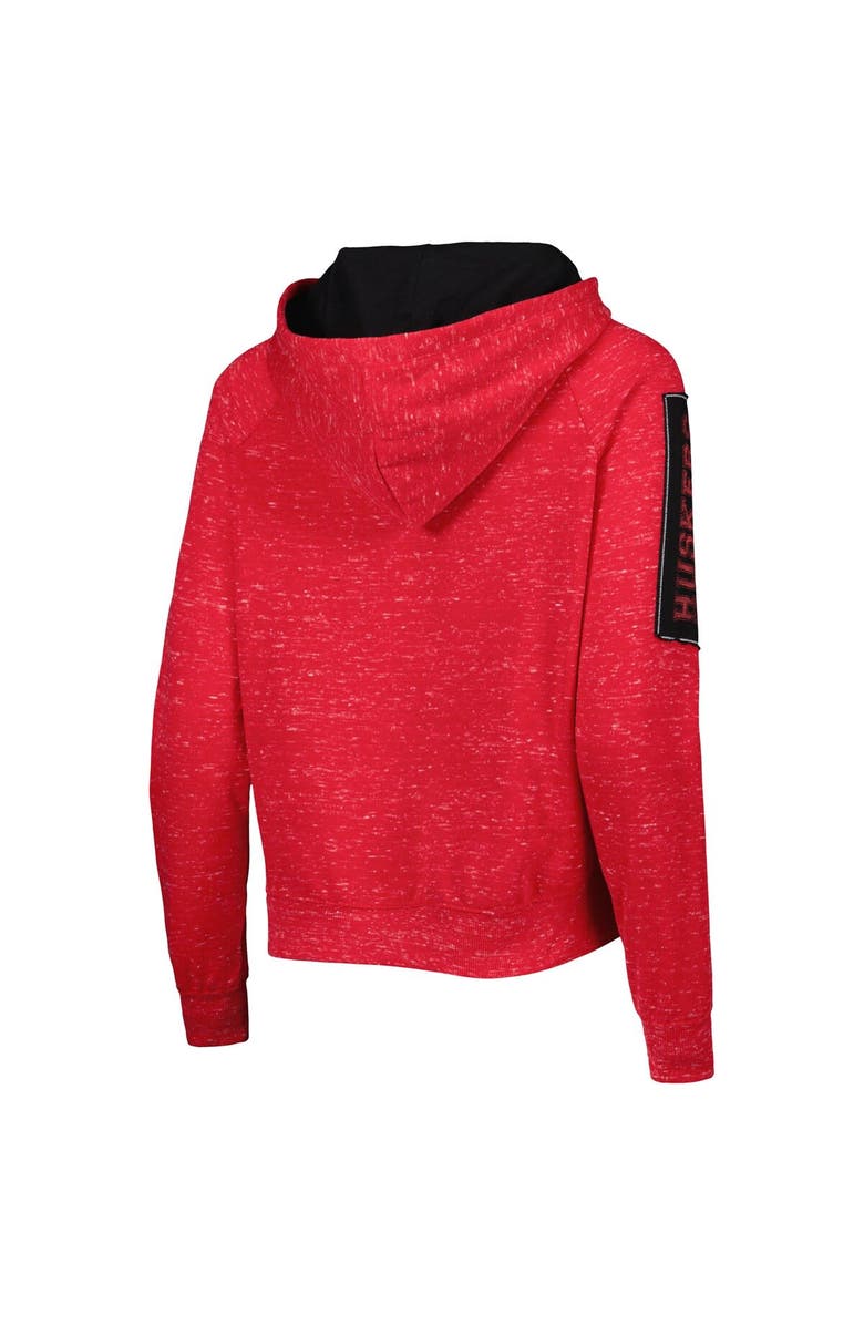 COLOSSEUM Women's Colosseum Scarlet Nebraska Huskers The Devil Speckle Lace-Placket Raglan Pullover Hoodie, Alternate, color, 